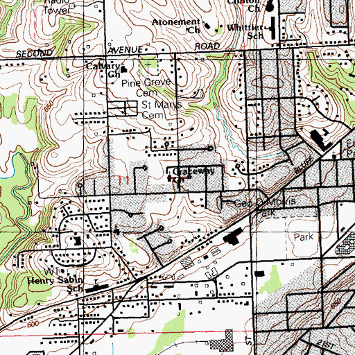 Topographic Map of Graceway Baptist Church, IA