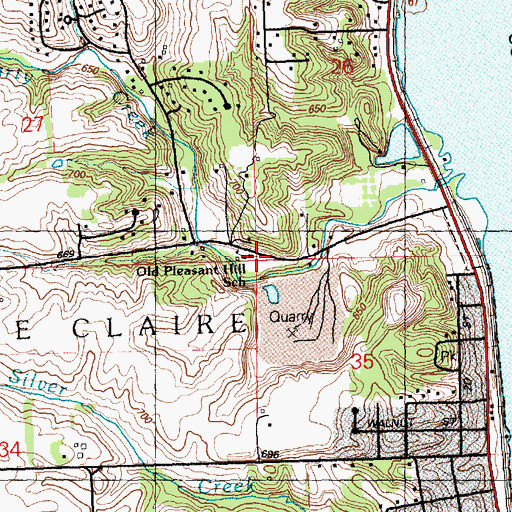 Topographic Map of Old Pleasant Hill School, IA