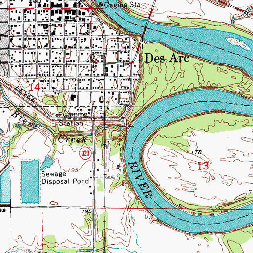 Topographic Map of Biene Creek, AR