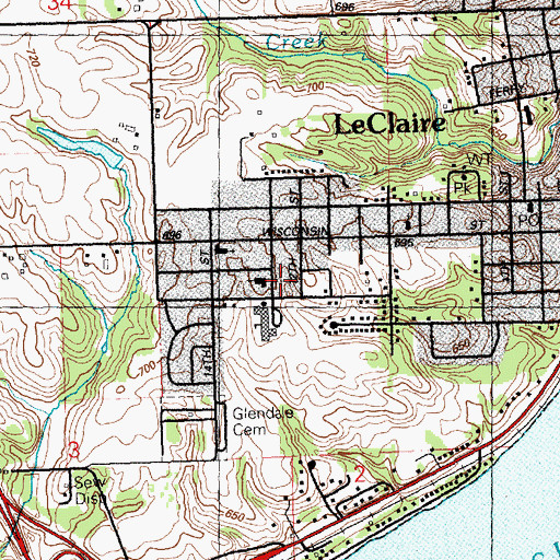 Topographic Map of First Presbyterian Church, IA