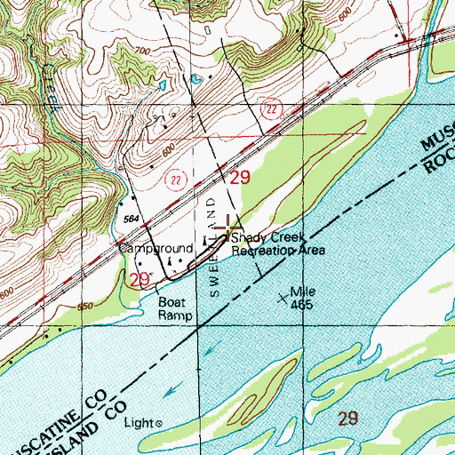 Topographic Map of Shady Creek Recreation Area, IA