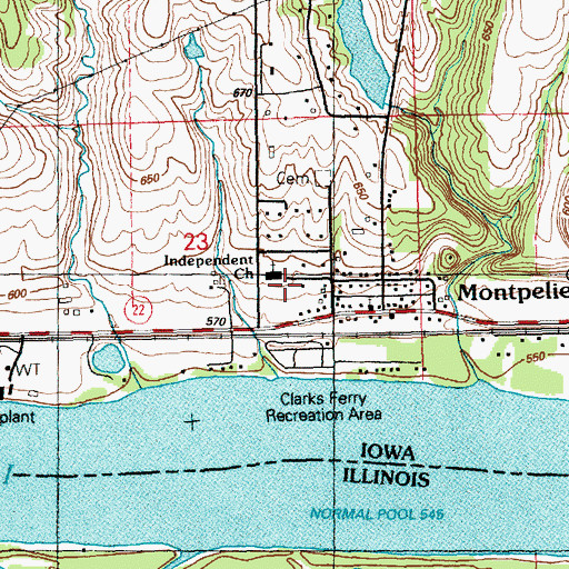 Topographic Map of Independent Church, IA