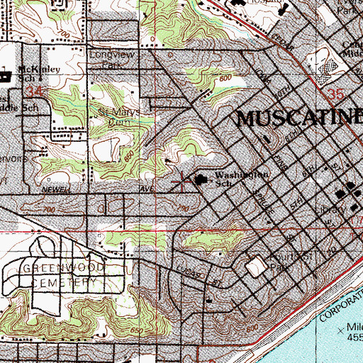 Topographic Map of Washington School, IA