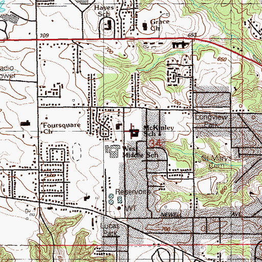 Topographic Map of McKinley Elementary School, IA