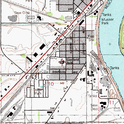 Topographic Map of Garfield Elementary School, IA
