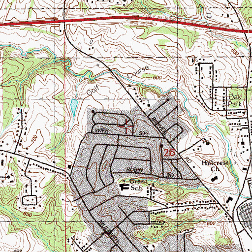 Topographic Map of Grant School, IA