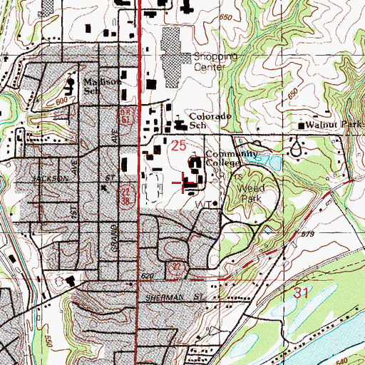 Topographic Map of Muscatine Community College, IA
