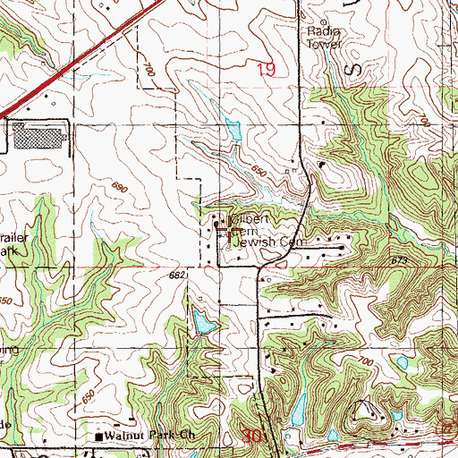 Topographic Map of Gilbert Cemetery, IA