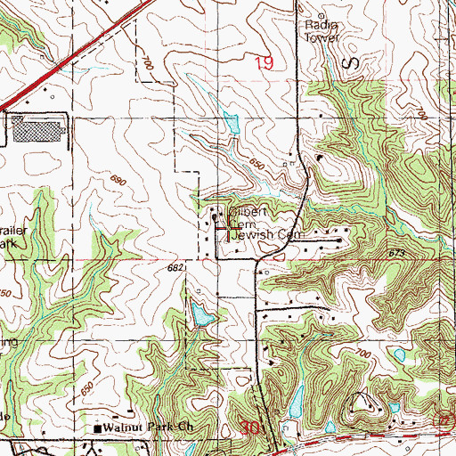 Topographic Map of Jewish Cemetery, IA