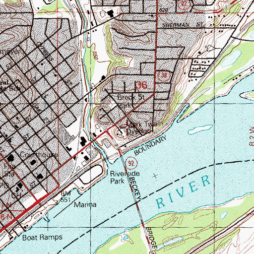 Topographic Map of Mark Twain Overlook, IA