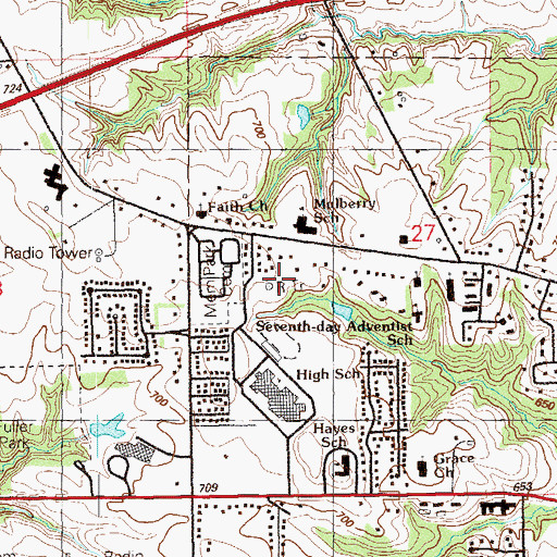 Topographic Map of KWPC-KFMH Radio Tower, IA