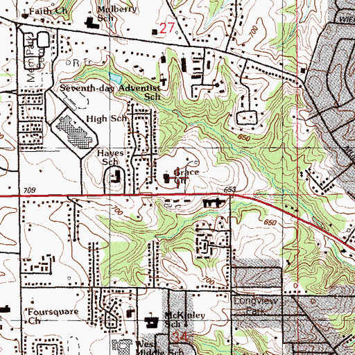 Topographic Map of Grace Church, IA