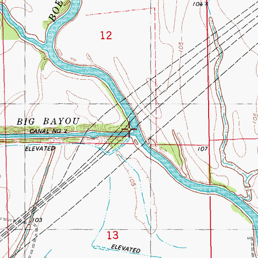 Topographic Map of Big Bayou, AR