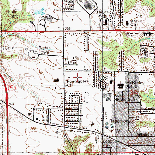 Topographic Map of Four Square Church, IA