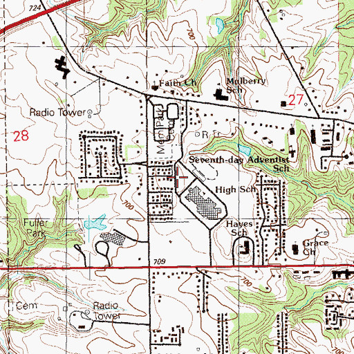 Topographic Map of Faith Church, IA