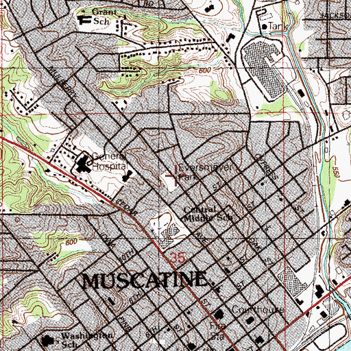 Topographic Map of Evermeyer Park, IA