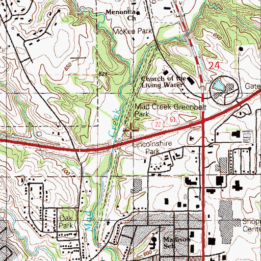 Topographic Map of Mad Creek Greenbelt Park, IA
