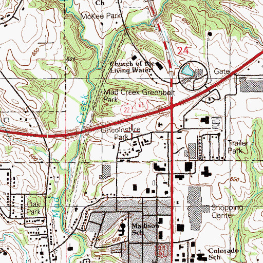 Topographic Map of Lincolnshire Park, IA
