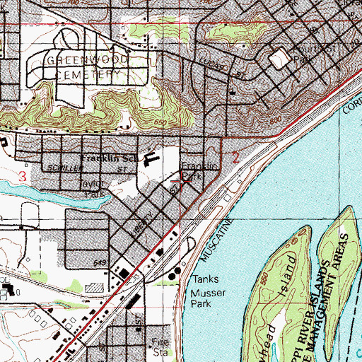 Topographic Map of Franklin Park, IA