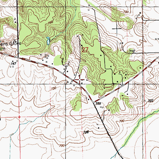 Topographic Map of Allens Grove School (historical), IA