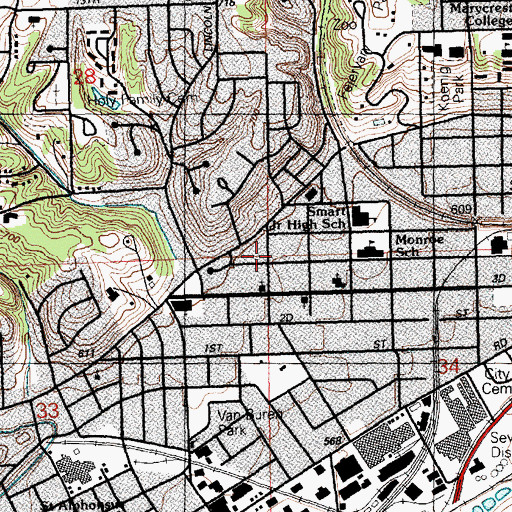 Topographic Map of Berea Church (historical), IA