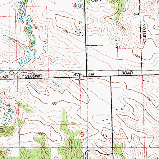 Topographic Map of Center School (historical), IA