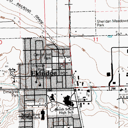 Topographic Map of Eldridge, IA