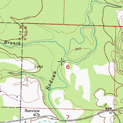 Topographic Map of Big Branch, AR