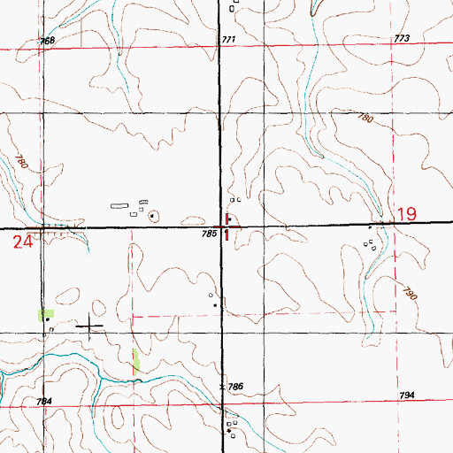 Topographic Map of Fulton School (historical), IA