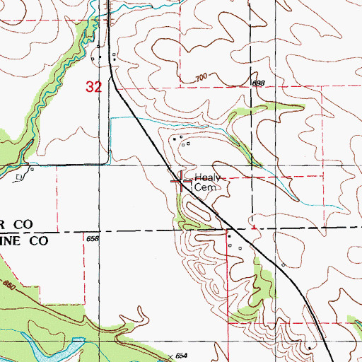 Topographic Map of Healey Cemetery, IA