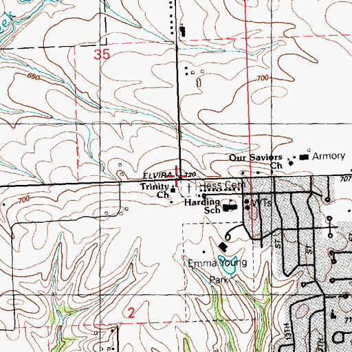 Topographic Map of Hess School (historical), IA