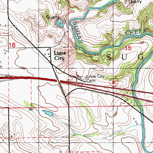 Topographic Map of Lime City School (historical), IA