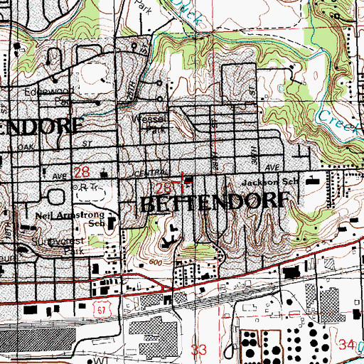 Topographic Map of Lincoln School, IA