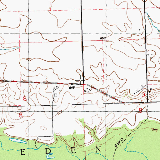 Topographic Map of Maple Grove School (historical), IA