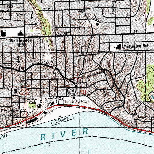 Topographic Map of McClellan Heights United Church (historical), IA