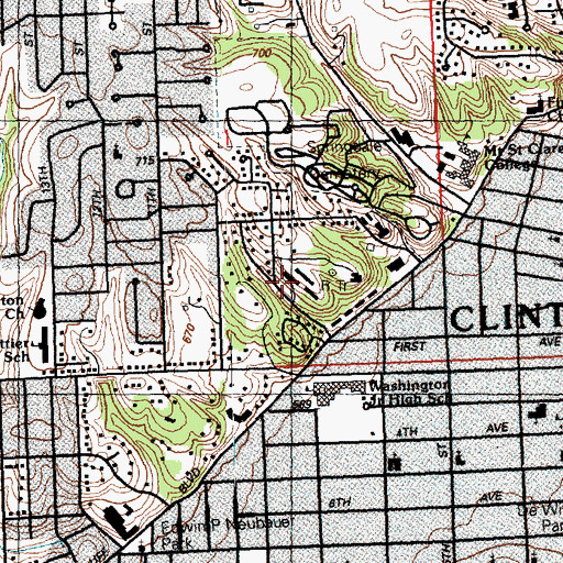 Topographic Map of Mount Pleasant Park (historical), IA