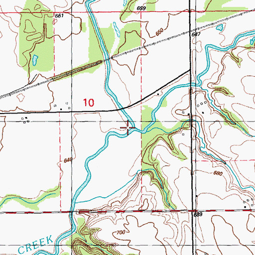 Topographic Map of Mud Creek, IA