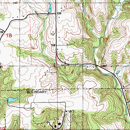 Topographic Map of Oak Hill School (historical), IA