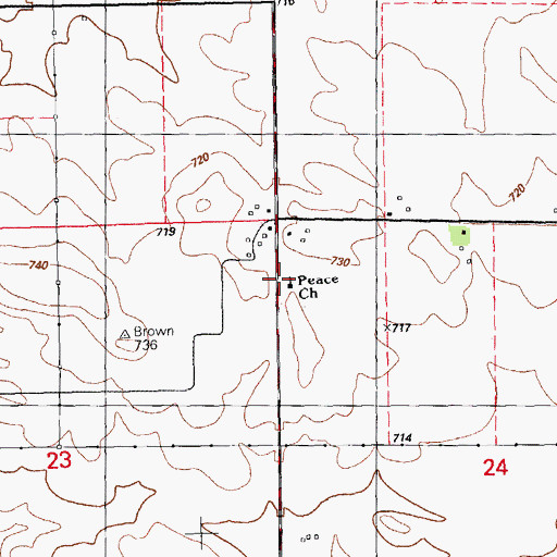 Topographic Map of Peace Church, IA