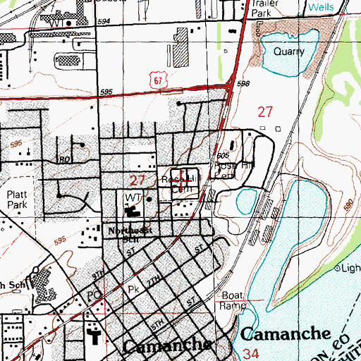 Topographic Map of Rose Hill Cemetery, IA