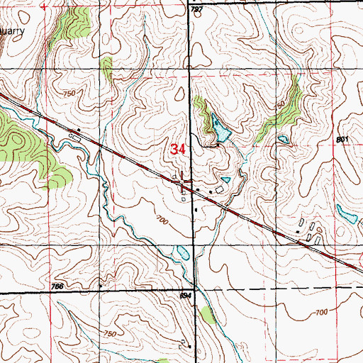 Topographic Map of Round Grove School (historical), IA