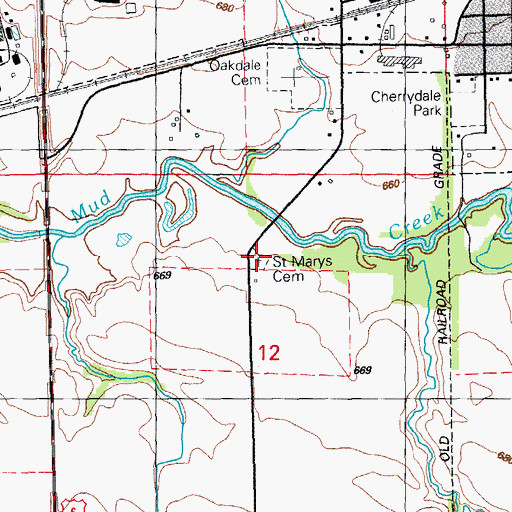 Topographic Map of Saint Mary's Cemetery, IA