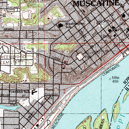 Topographic Map of Saint Marys School (historical), IA