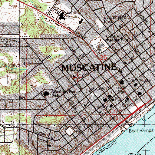 Topographic Map of Saint Mathias School (historical), IA