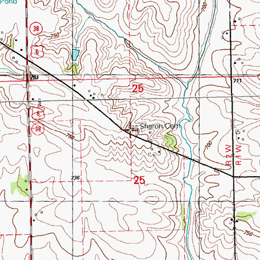 Topographic Map of Sharon Cemetery, IA