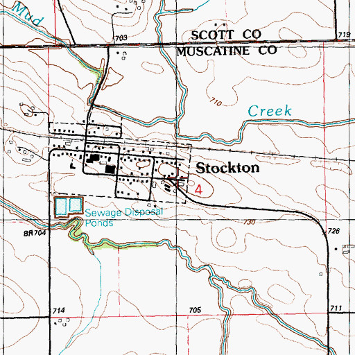 Topographic Map of Stockton Consolidated School (historical), IA