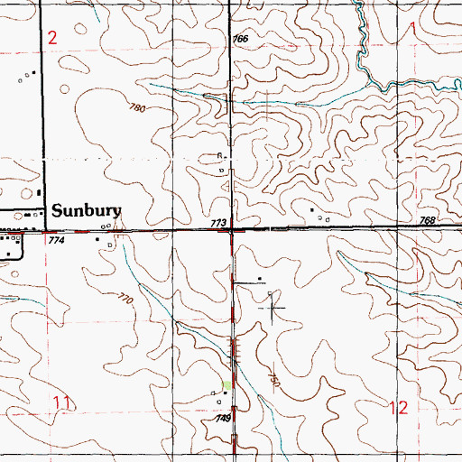 Topographic Map of Sunbury School (historical), IA