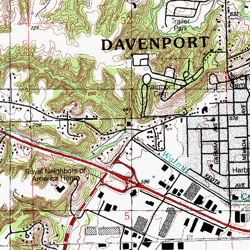 Topographic Map of Walnut Hill School (historical), IA