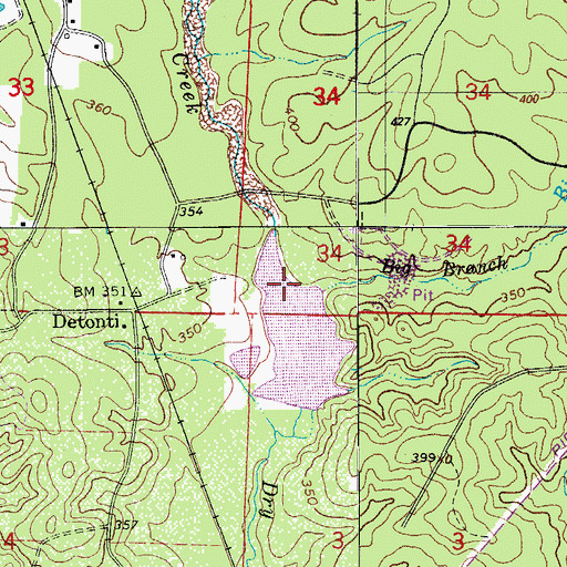 Topographic Map of Big Branch, AR
