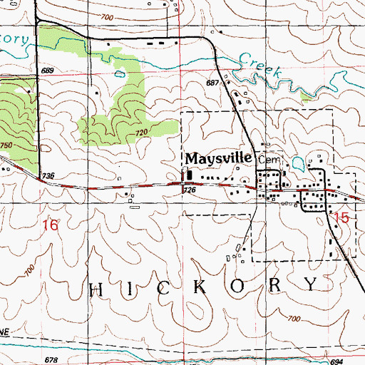 Topographic Map of West Maysville Independent School (historical), IA